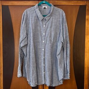 Dash Classic BLUE & WHITE Striped Button-down Shirt w/Back Button & Placket